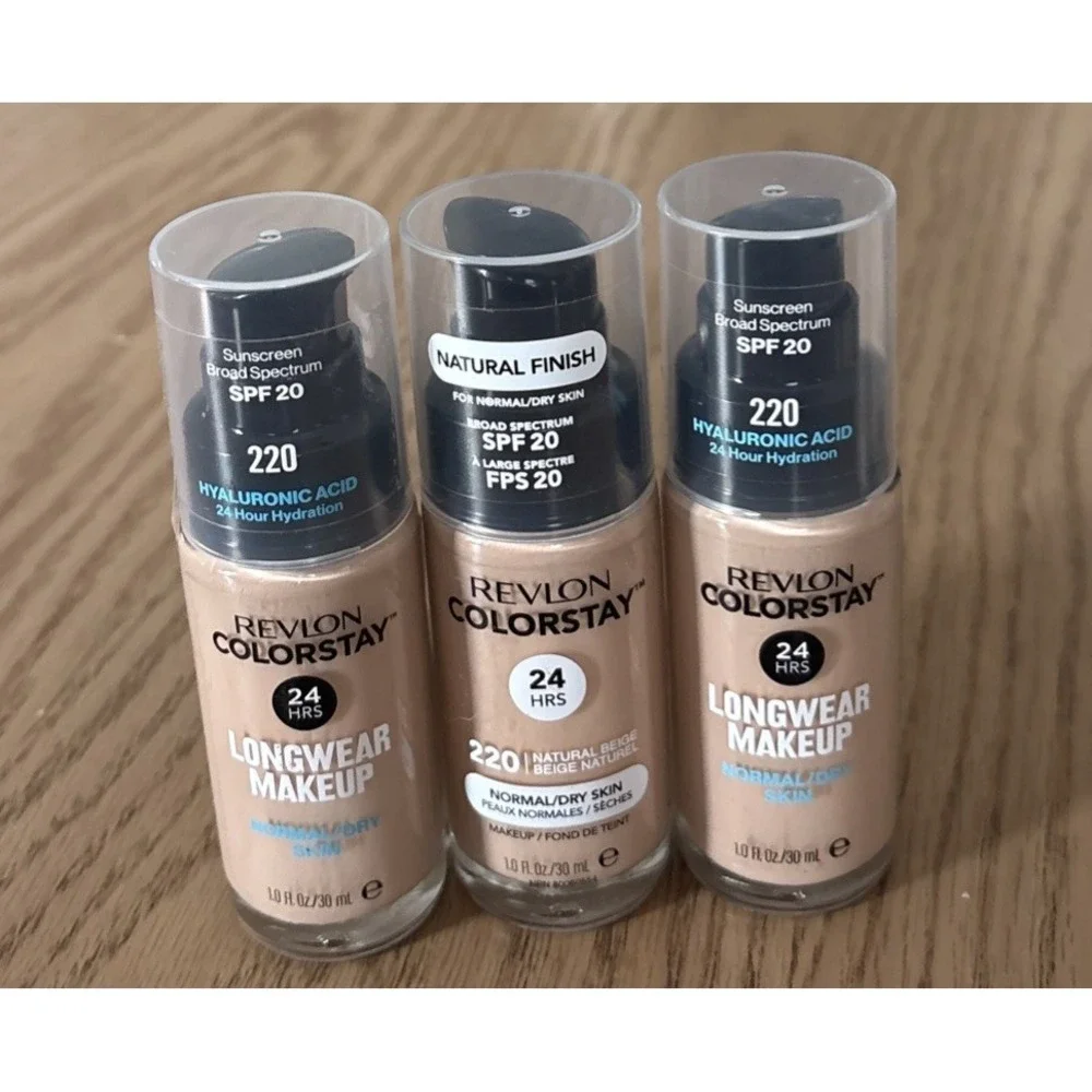 (3) Revlon ColorStay Makeup Foundation 220 Natural Beige 1.0fl oz/30ml
